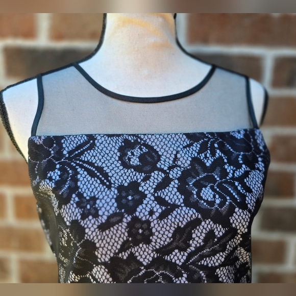 Amy Byer Black and Cream Fit and Flare Mini Dress - Picture 6 of 7